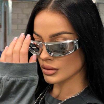 Dikdörtgen Vintage Güneş Gözlüğü Kadın Marka Tasarımcısı Moda güneş gözlüğü Kadın Steampunk Açık Havada Küçük Çerçeve Oculos De Sol
