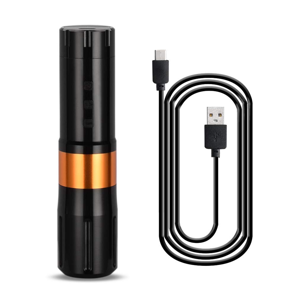 Rotary Tattoo Machine Rechargeable Wireless Tattoo Cartridge Pen for Liner Shader Aluminum Alloy Frame 9000-10000 RPM LCD Display