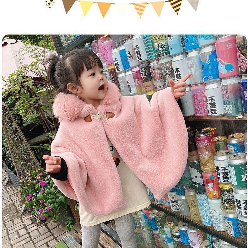 Baby Girl Cloak Faux Fur Winter Infant Toddler Child Princess Hooded Cape Fur Collar Baby Outwear Top Warm Clothes 1-7 Years Old