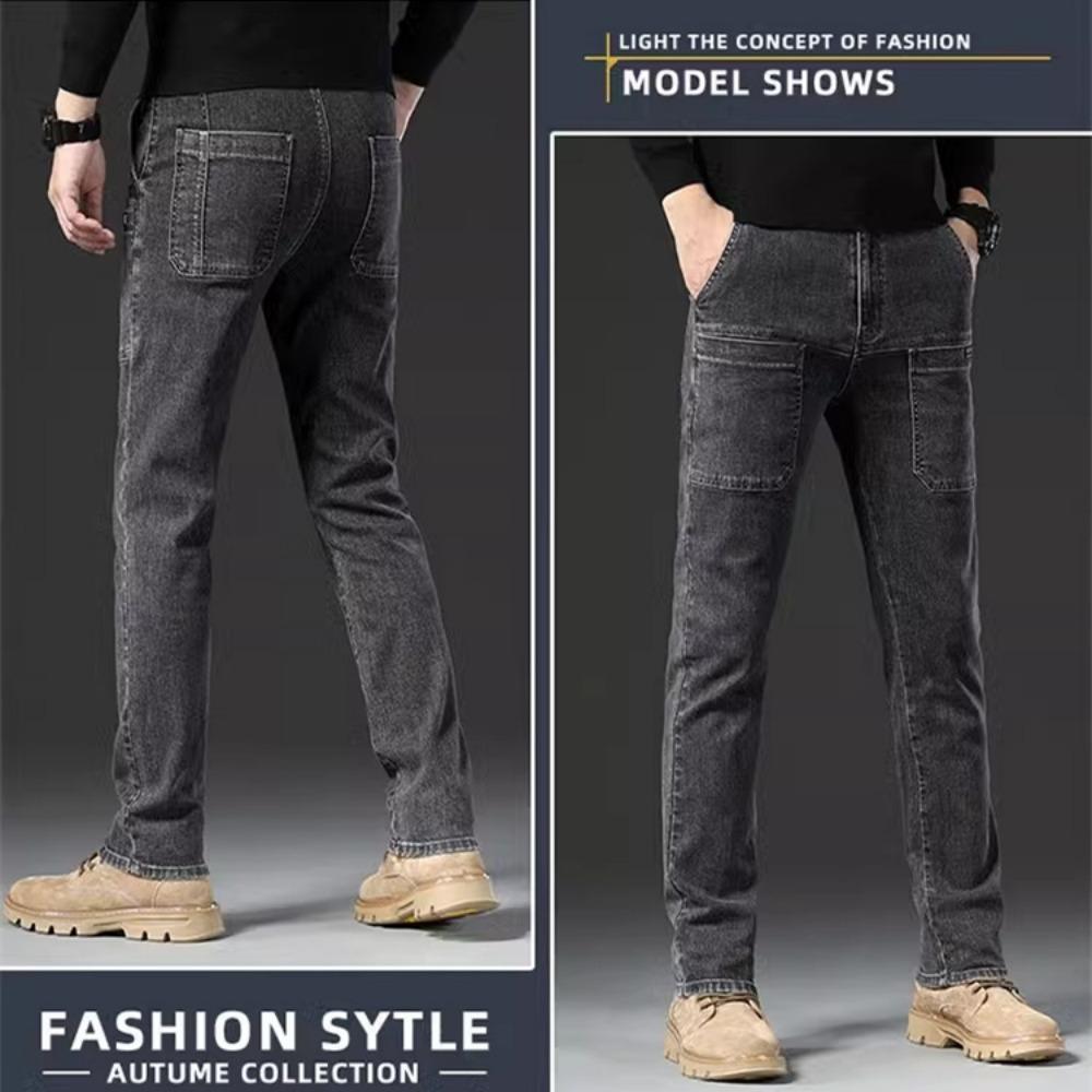 Nuovi Jeans da Uomo in Denim 2024 Skinny a Vita Media con 6 Tasche, Pantaloni a Vita Alta Elasticizzati, Pantaloni Slim Moda Uomo