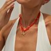 Ocean Style Starfish Scallop Necklace Cute Small Fresh Mesh Yarn Design Collar Chain Necklace