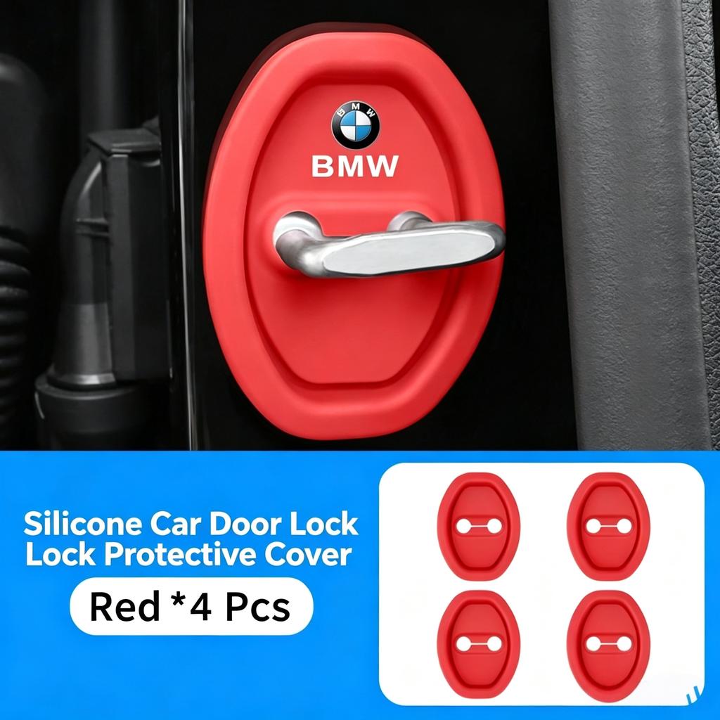 JYPK6 Silicone Car Door Lock Cover Protector Car Sticker for BMW Anti-rust Mute Switch Lock Sleeve Auto Door Protection Decor Interior