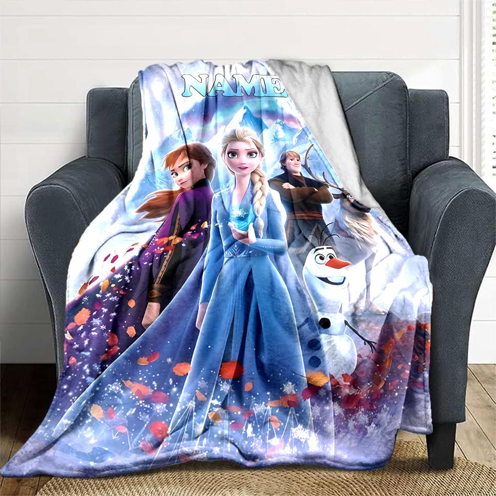 Customiz Name Personality Elsa Frozen Blanket Soft &Warm Sofa Office Bed Travel Lunch Break Blanket, Gift Suitable All Seasons