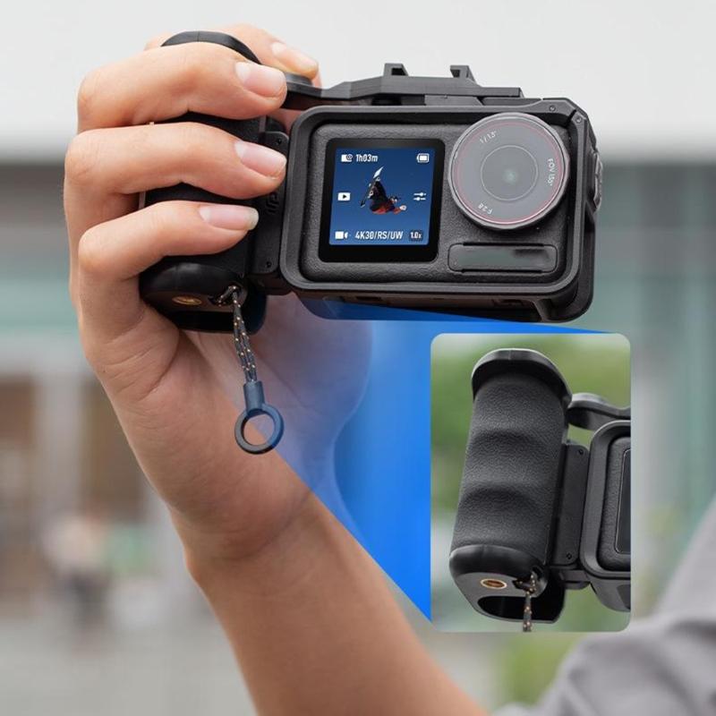 Poignée Portable pour Caméra d'Action avec Filetage 1/4 et Poignée Confortable en Silicone avec Bouton Déclencheur Support Étendu Pour Vidéo Blogging