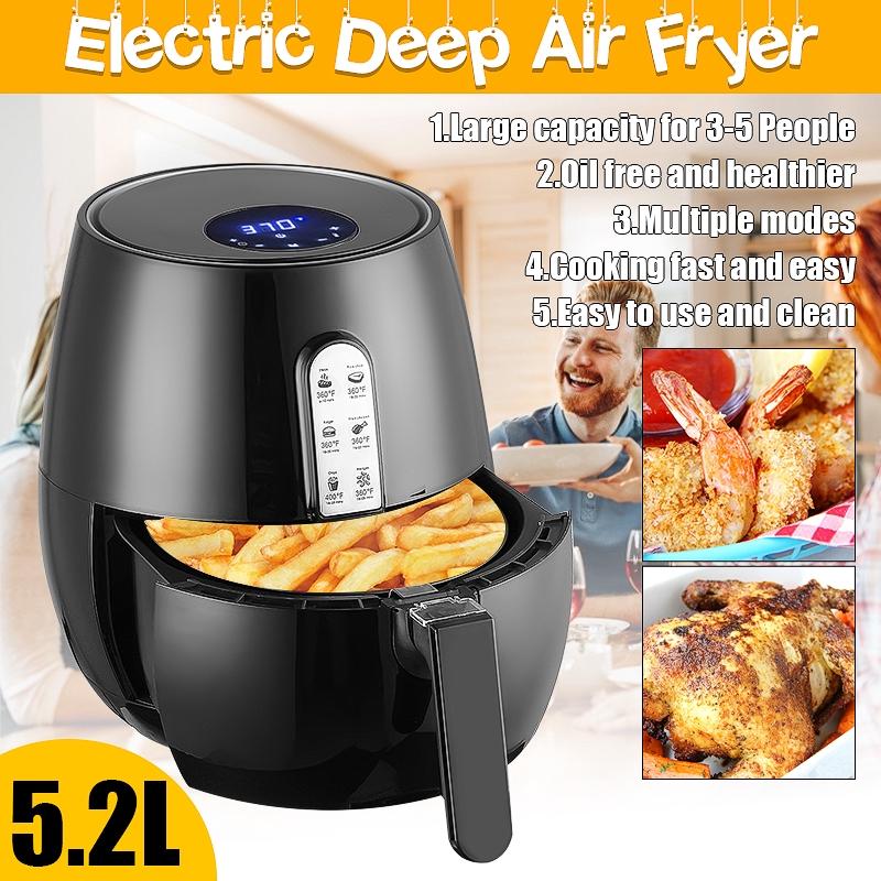 1400W 5.2L Health Fryer Cooker Smart Touch LCD Airfryer Pizza Oil Free Air Fryer Multi Function Smart Fryer for French Fries