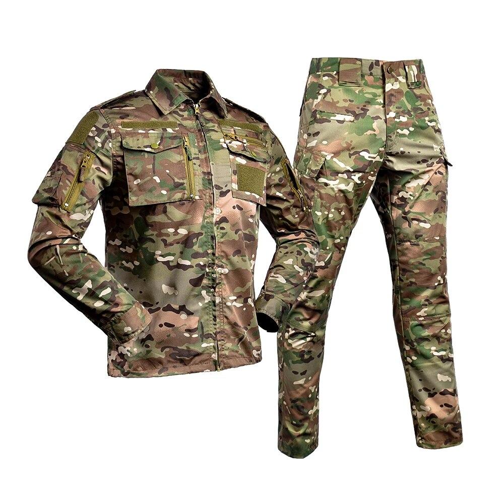 

Уніформа армійська бойова сорочка Uniforme Militar Tactical Suit Clothing CS Softair Men Working Clothes With Caps S-50-60kg чорний
