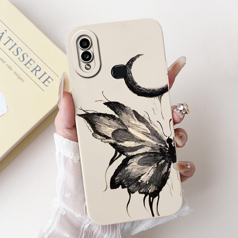 For Samsung Galaxy A10 A10S M01S Phone Case Fashion Flower Back Cover Liquid Silicone Protector on Samsung A 10 Shockproof Funda
