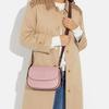 Coach Macie 23 Flap Closure Pebble Leather Saddle Bag Women Shoulder Bag Pink CF383-IMV2G
