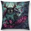 Dark Augury Bird Sofa Pillow Case Three Eyes Raven Steampunk Hummingbird Night Princess Lion Owl Cushion Cover