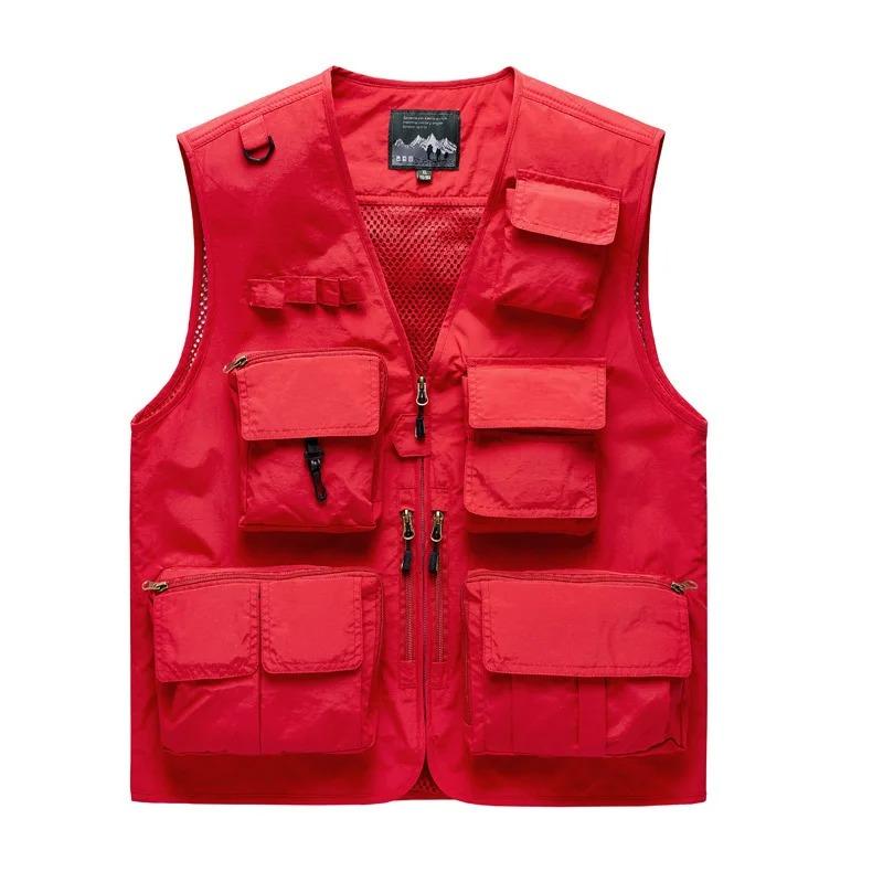 Summer Men Mesh Pockets Fishing Photography Breathable Vests Coats Men Outdoor Waistcoats Sleeveless Jackets
