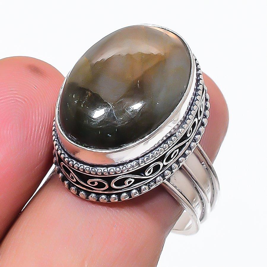 Natural Labradorite Gemstone 925 Sterling Silver Jewelry Ring Size 10 F7s04