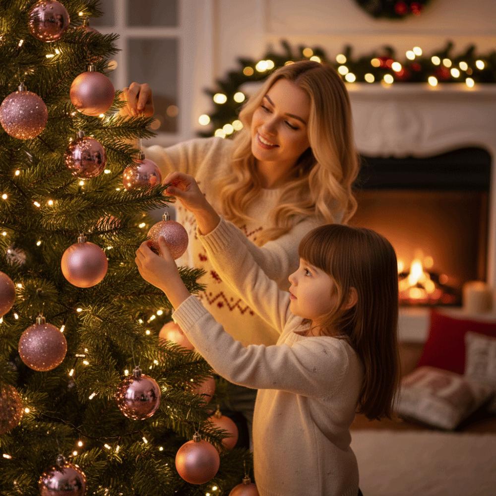 Flocked Velvet Christmas Ornaments Set Electroplated Shiny Holiday Hanging Pendants Family Homes