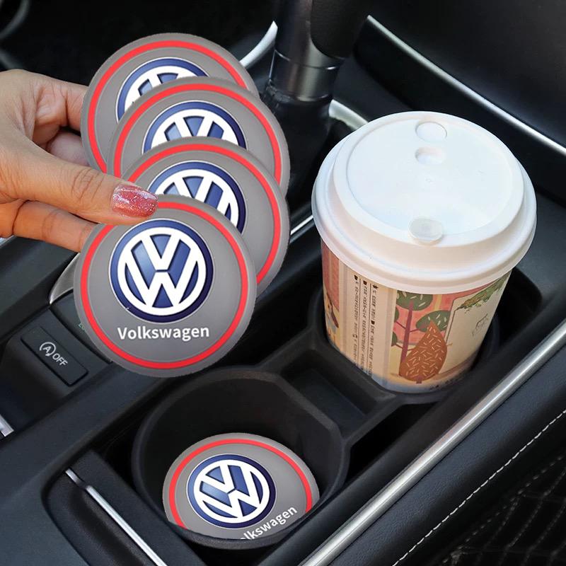 For VOLKSWAGEN VW 2pcs Car Water Cup Pad Bottle Holder Non-slip Mat For Volkswagen Golf Tiguan Jetta Transporter Passat T5 Polo 