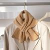 Small Scarf Short Women's Autumn and Winter Cross Knitted Scarf Korean Style Color Matching Scarf Winter Warm Button Neck Gaiter
