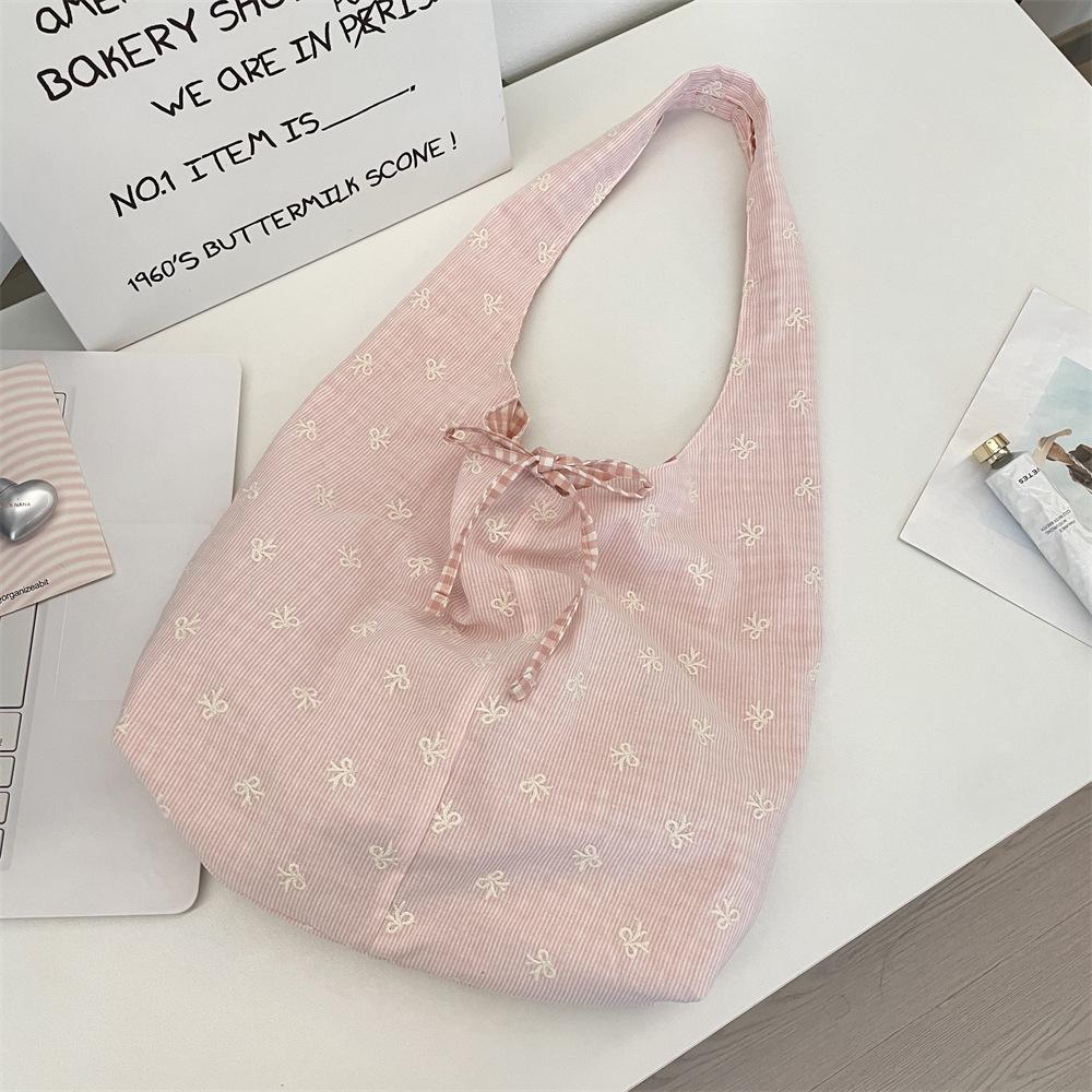 New Lace-up Light Shoulder Bag Summer Large-capacity Vest Bag Bow Commuter Tote Bag