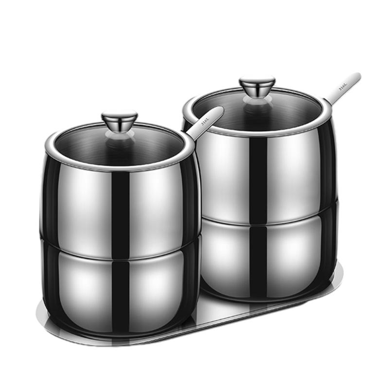 2pcs Double Layer Salt And Spices Shaker Stainless Steel Double Spices Shaker Salt And Peppers Dispenser Adjustable 1