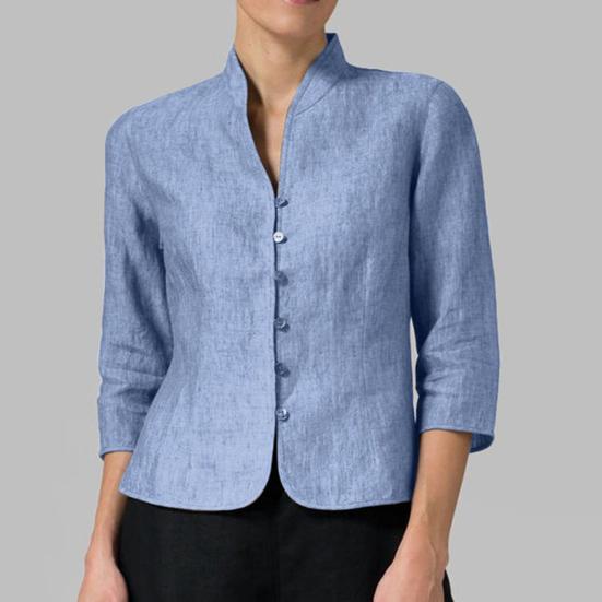 Giacca Corta In Jeans Donna, Maniche Tre Quarti, Blu, Stile Basico Hip Hop, Taglie S-5XL