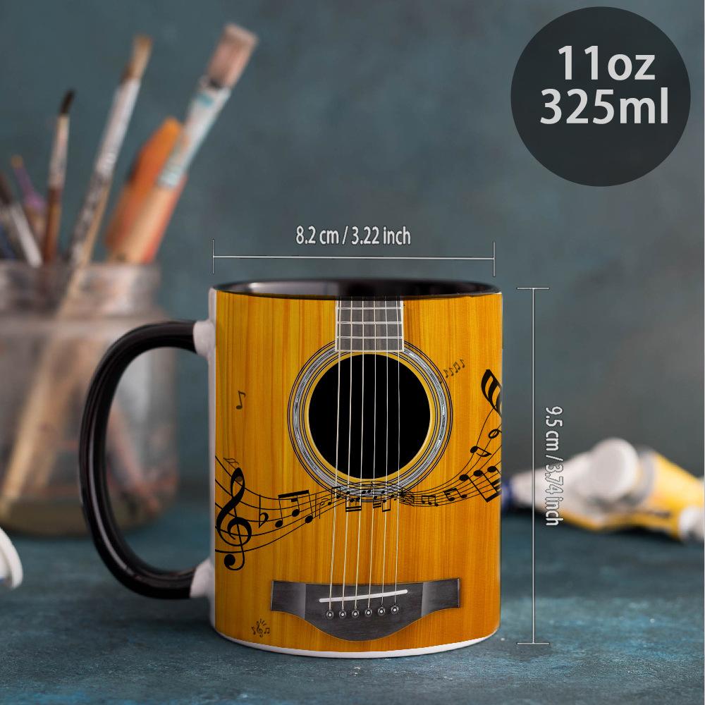 Music Theme Coffee Mug 350ML Guitar Piano Violin Ceramic Mug Ceramic Mug Table Decoration Tea Mugs
