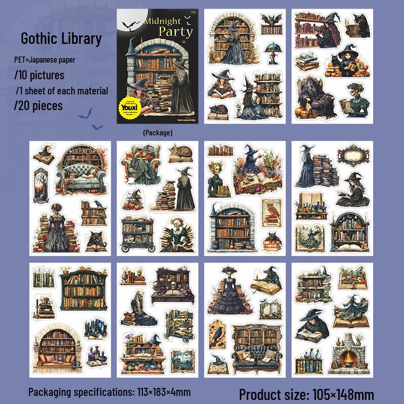 Mitternachts Gothic Party Stickerbuch: 4 Stile für Notizbücher & Dekoration