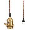 Pendant Light, Plug-in Type, E26, Hanging Lamp, with Switch, Retro Brass Finish, Cafe Style, Bulb Socket, No Lighting Installation Required [Bulb