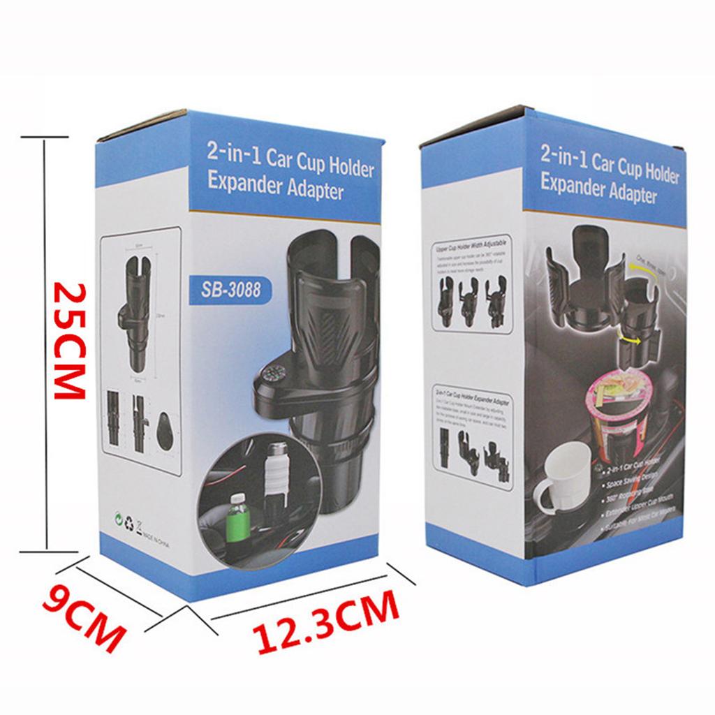 Multifunktionaler Auto-Becherhalter 2 in 1 Getränke-Erweiterungsadapter Basisablage 360 Grad drehbarer Ständer Organizer Rutschfest