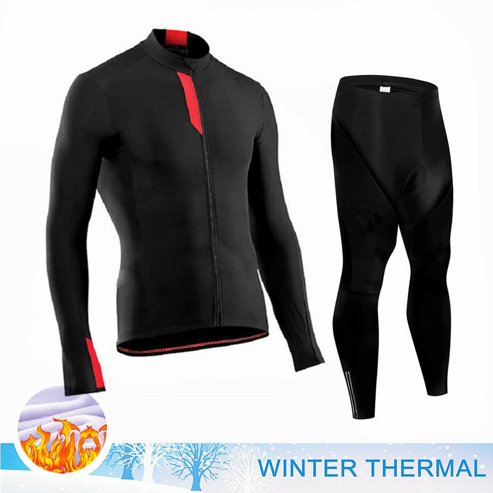 2025 Pro Team Winter Thermal Fleece Cycling Jersey Set Long Sleeve Bicycle Clothing Mtb Bike Wear Maillot Ropa Ciclismo Cycling