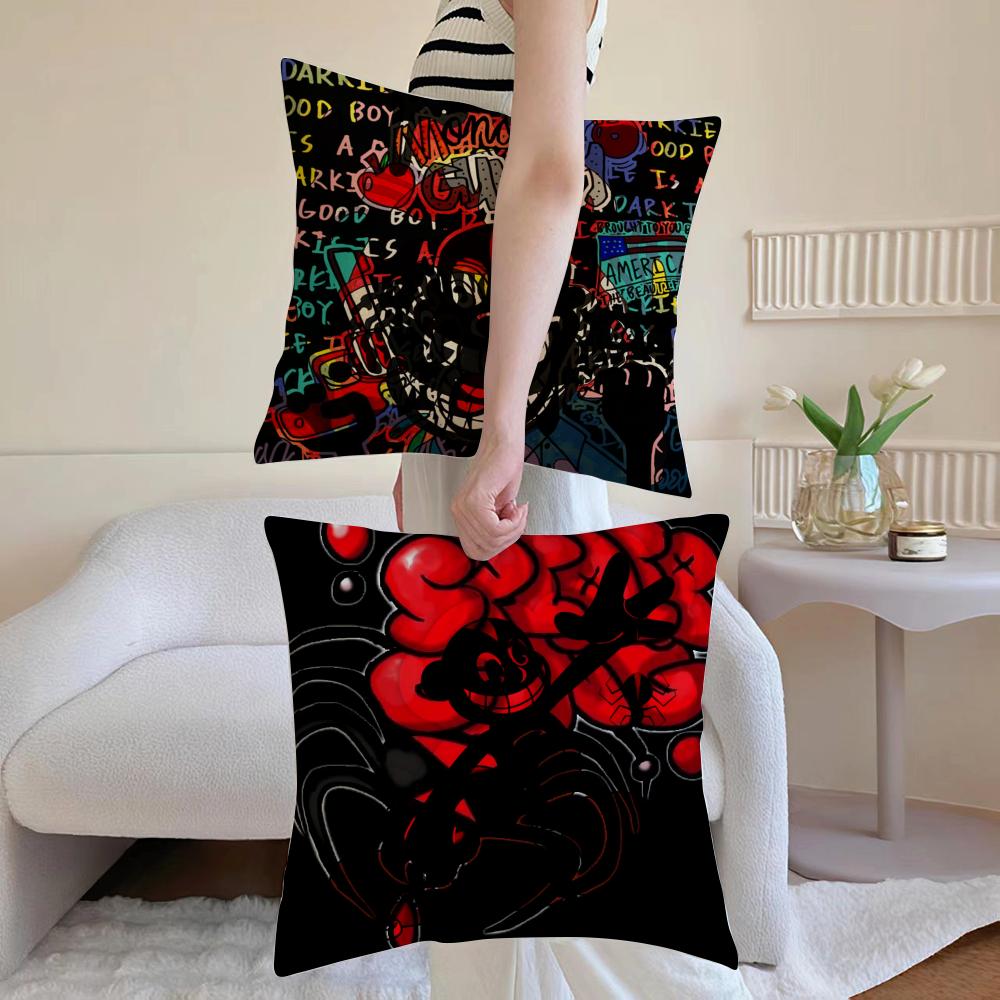 LLil DDarkie Rapper Cushion Cover Antidustmite Pillowcase Invisible Zipper Silky Short Plush Sofa Cushion Cover