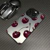 Cute Cherry Pattern Electroplate Silver IMD Phone Case For iPhone 17 16 15 14 13 12 11 Pro Max 17 Air 16E 7 8 Plus X XS XR Cover