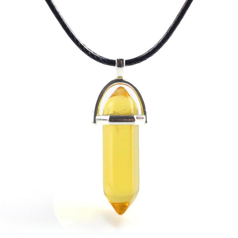 Hermoso Collar de Piedra de Cristal Natural con Colgante Hexagonal Único para Curación