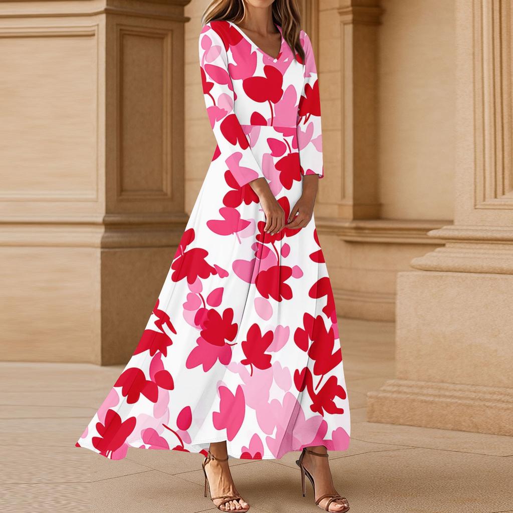 Women's Three-quarter Sleeves Fashionable Floral Print Loose Casual Comfortable Dress