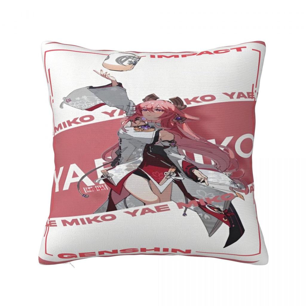 Yae Miko Genshin Impact Printing Pillowcase Cushion Cover Pillow Covers Soft And Sweet Home Decoration Zippered Multi-Size
