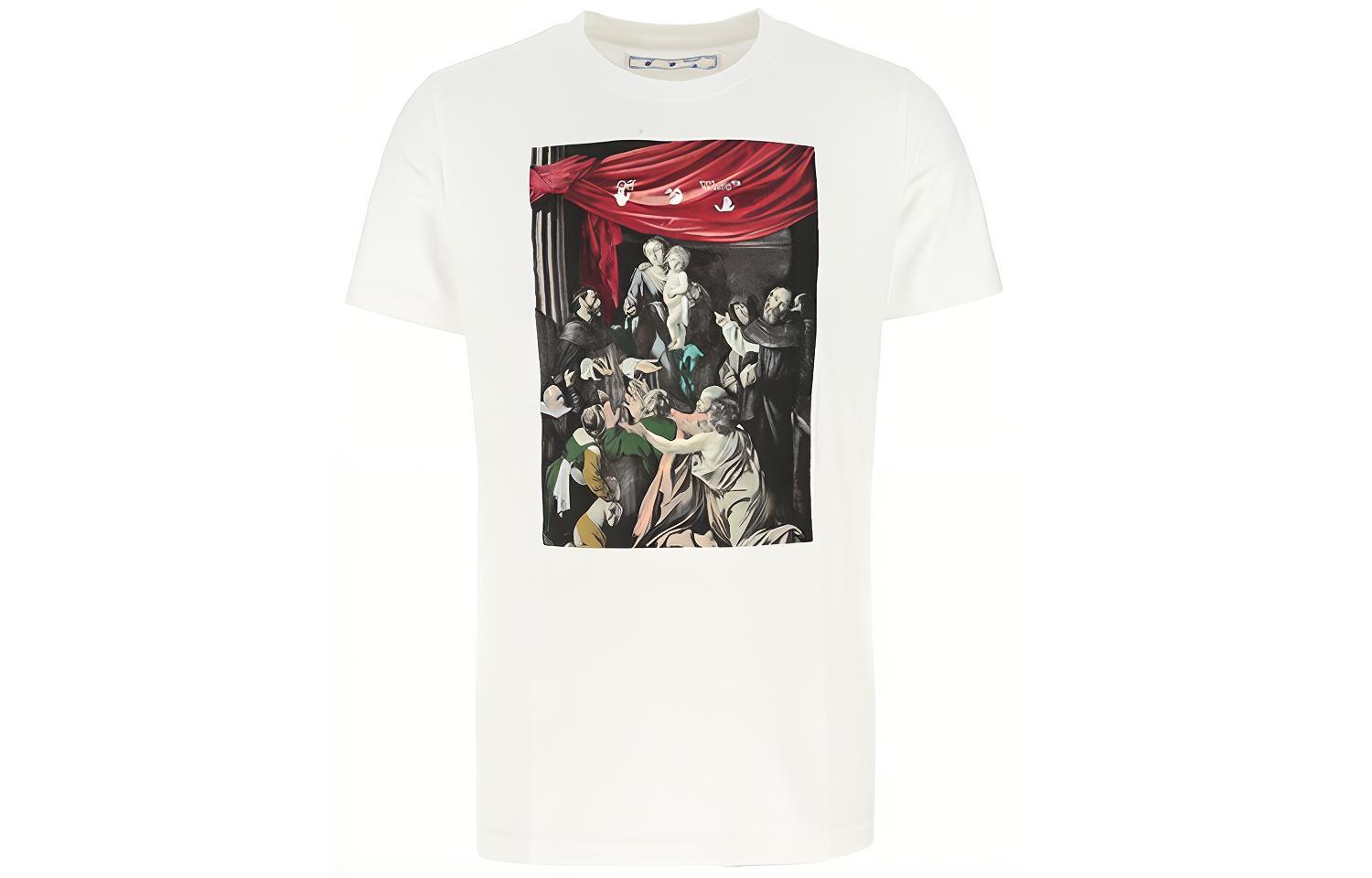 OFF WHITE Футболка с принтом Караваджо, узкая OMAA027E20JER0080110 XS