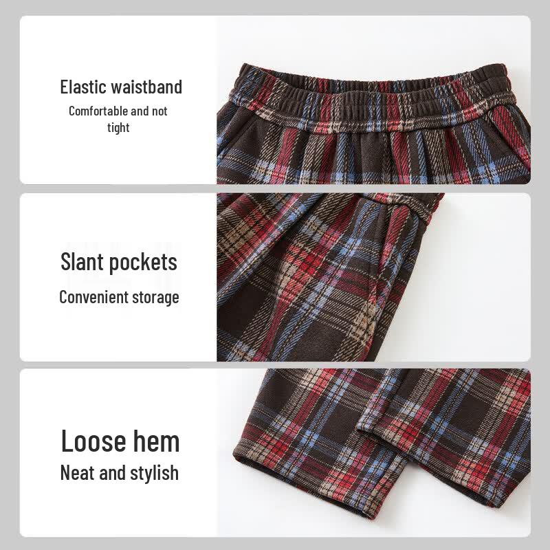 ASK JUNIOR Boys' Plaid Fleece Casual Pants