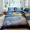 Summer Beach Duvet Cover Set Queen Ocean Bedding Set Hawaiian Palm Trees Marine Life Sea Waves Fish Printed Comforter Cover Set