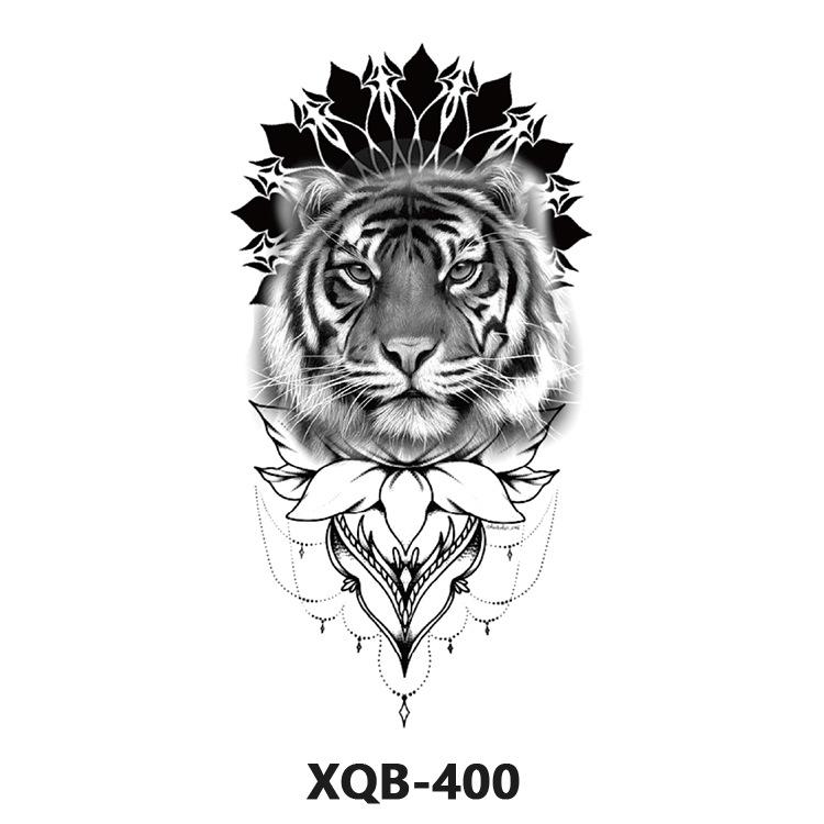 Waterproof Black & White Tiger/Wolf Transfer Sticker for Full/Half Arm - Long-lasting Tattoo for Men & Women