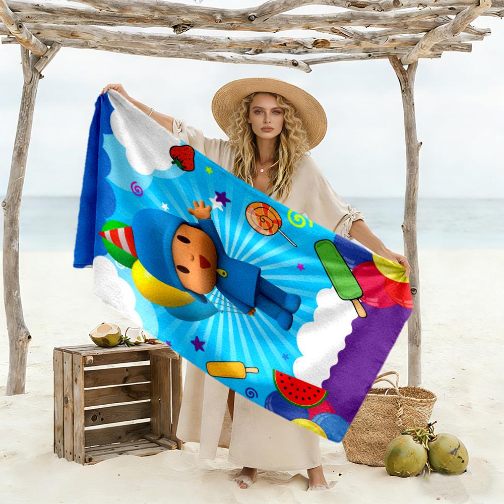Pocoyo Beach Towel Super Soft Microfiber Quickdry Fabric Comfortable Lightweight Suitable for Swimming, Gym, Camping, Yoga Vacation