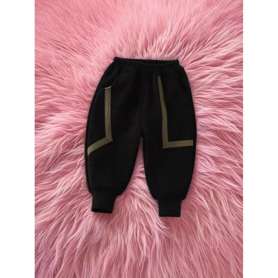 

Children s Pants, Winter Plus Velvet, Autumn and Winter Thickening, One-piece Boys Casual Pants, Baby Trousers, Children s Warmth 80 чорний