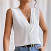 Women's Multi-Layered V-Neck Sleeveless Vest In Solid Color