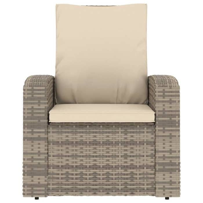 VidaXL Fauteuil inclinable de jardin avec coussins marron clair rotin 364103