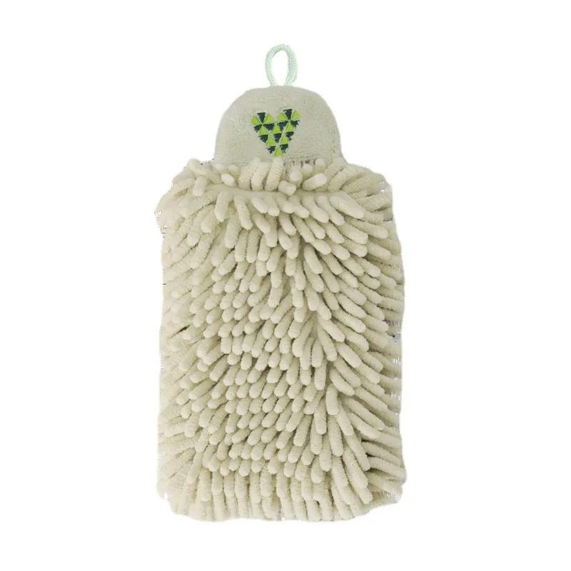 Hangable Fast Drying Kitchen Towel Absorbent Chenille Hand Towel with Fun Cartoon Embroidery Design