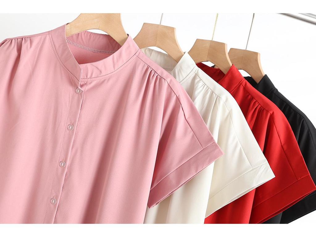 Mianchou Short Sleeve Stand Collar Button-Down Shirt Dress