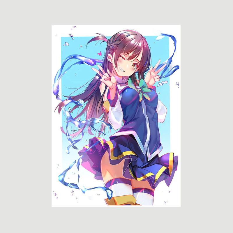 Vintage anime KonoSuba Megumin bílý papír plakáty a tisky ložnice bar kavárna dekorace nástěnná malba retro nástěnné umění malba domácí dekorace