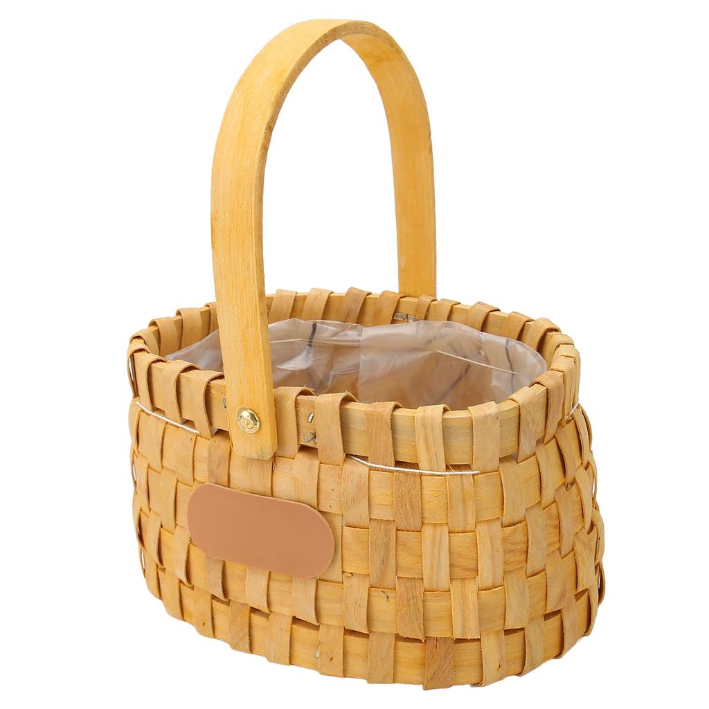 Rattan Flower Basket Safe Durable Wide Smoothing Handle Portable Handwoven Easter Basket for Party Wedding Family