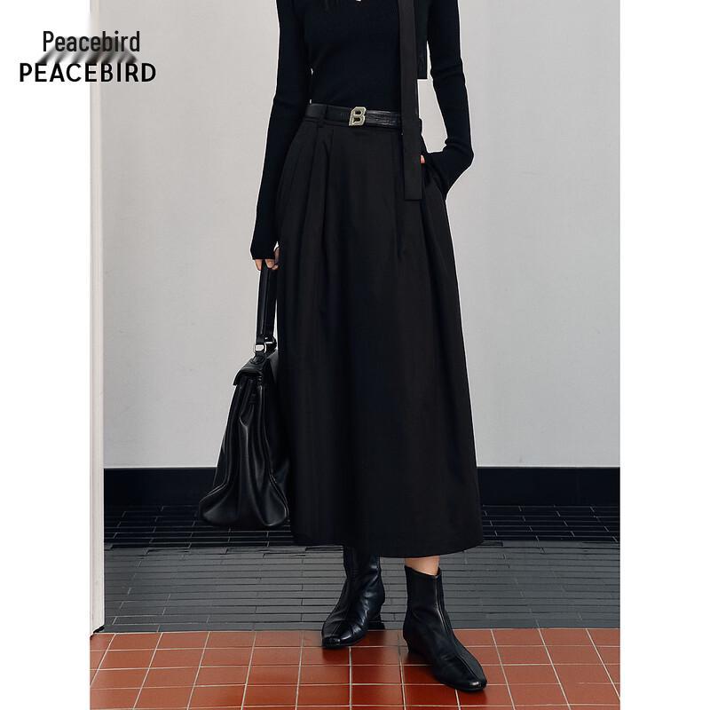 Peacebird Women's Pleated High-Waist A-Line Midi Skirt