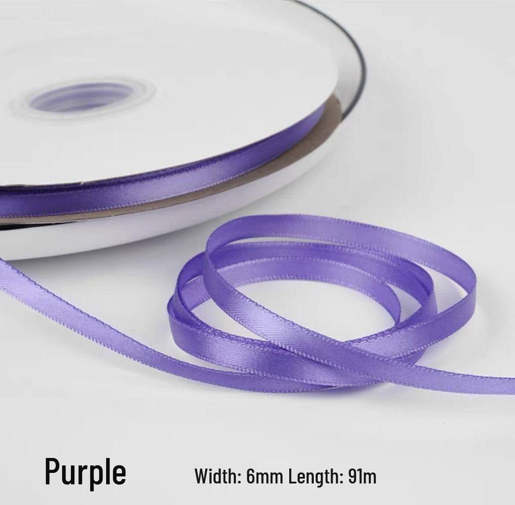 "0.6cm-1cm Polyester Ribbon for DIY Bows, Bouquets, and Gift Boxes"