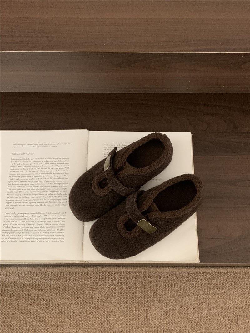Velcro single shoes Birkenstocks women s velvet cotton shoes fluffy shoes Doudou shoes women 40 коричневый