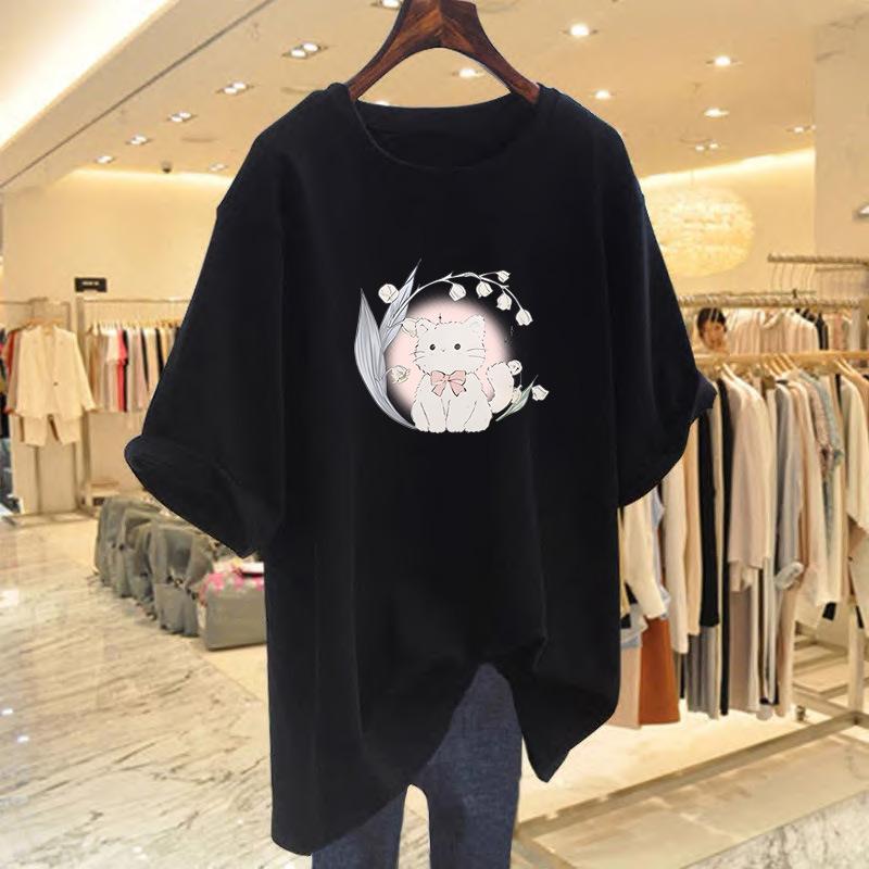 New Summer Cotton Short-sleeved T-shirt Women's Summer New Cartoon Printed Bottoming Shirt Top