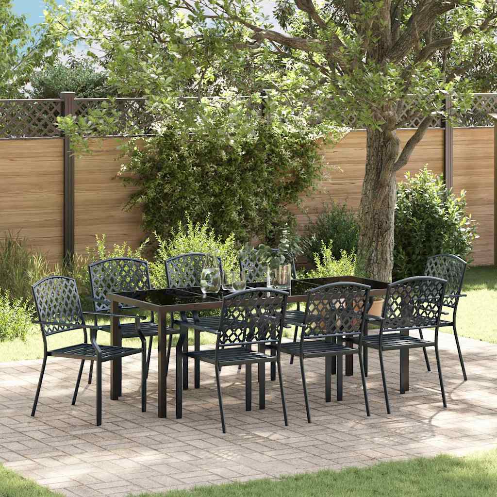 Garden Dining Set 9 pcs Anthracite Powder Coated Steel
