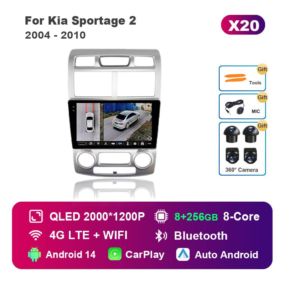 Bluetooth DSP Stereo Car Video Multimedia player for Kia Sportage 2 2004 - 2010 WiFi Android 14 System 4G GPS Touch Screen