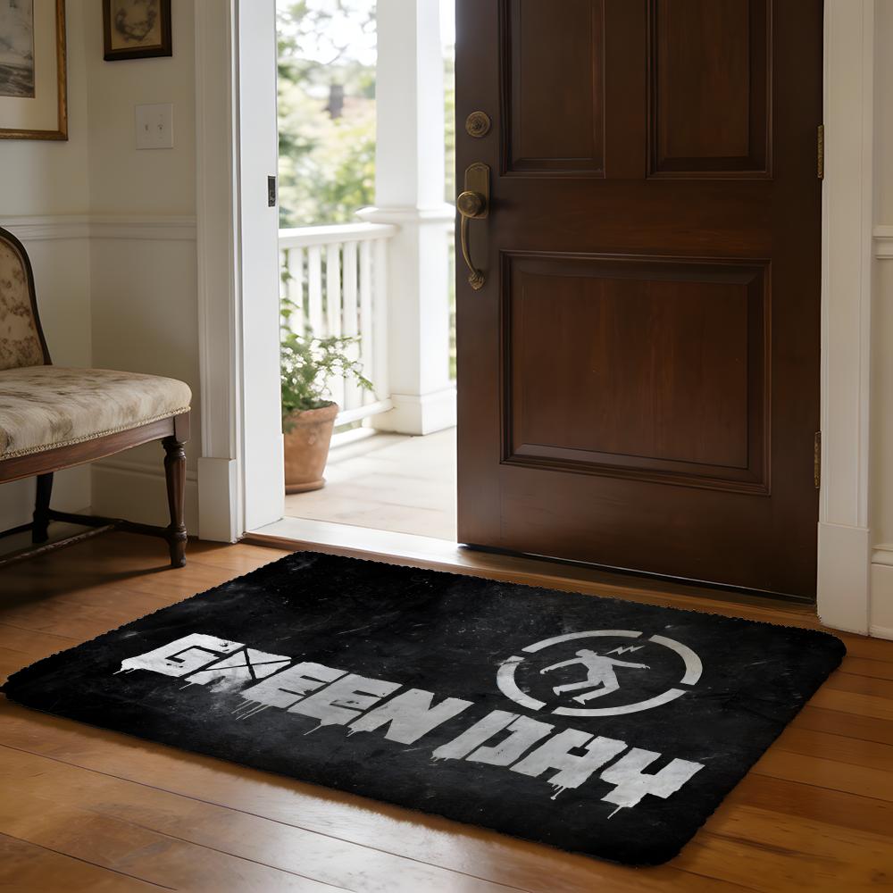 GGreen DDay Band Floor Mat Soft Flannel Absorbent Mat Non-Slip Rug Home Bedroom Bathroom